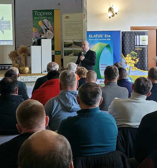 Michał Noworól – firma Syngenta podczas prezentacji. 